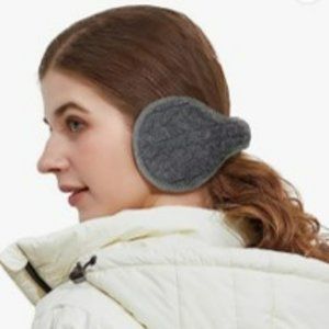 Unisex Warm Knit Earmuffs, Cashmere Winter Pure Color, Fur Earwarmer Adjustable